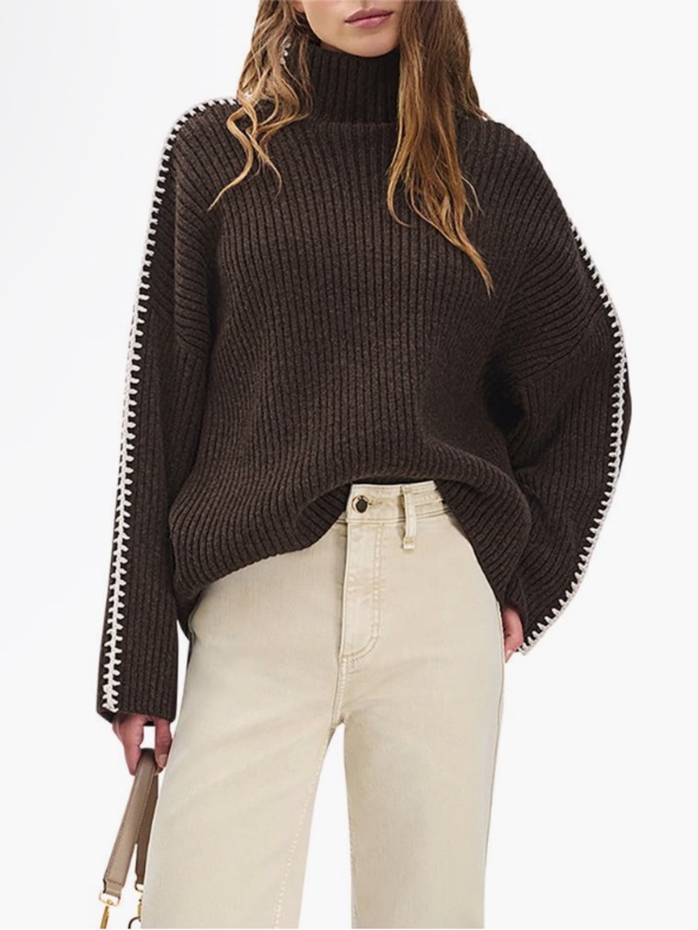 Rag & bone Brown Ingrid Turtleneck Ribbed Sweater NWT